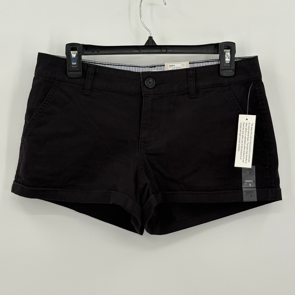 SO Heritage Sun Soft Chino Shorts Womens Size‎ 9 Black Low Rise Stretch Shortie
